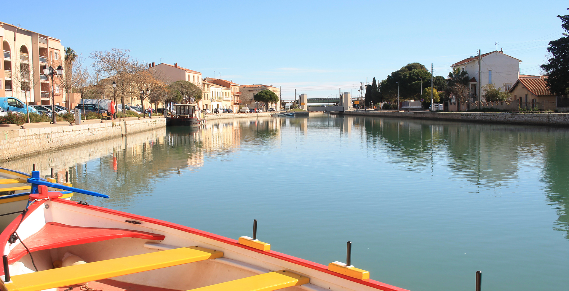 Traditional boats in Frontignan, a seaside resort in the Mediterranean sea, Herault, Occitanie, France