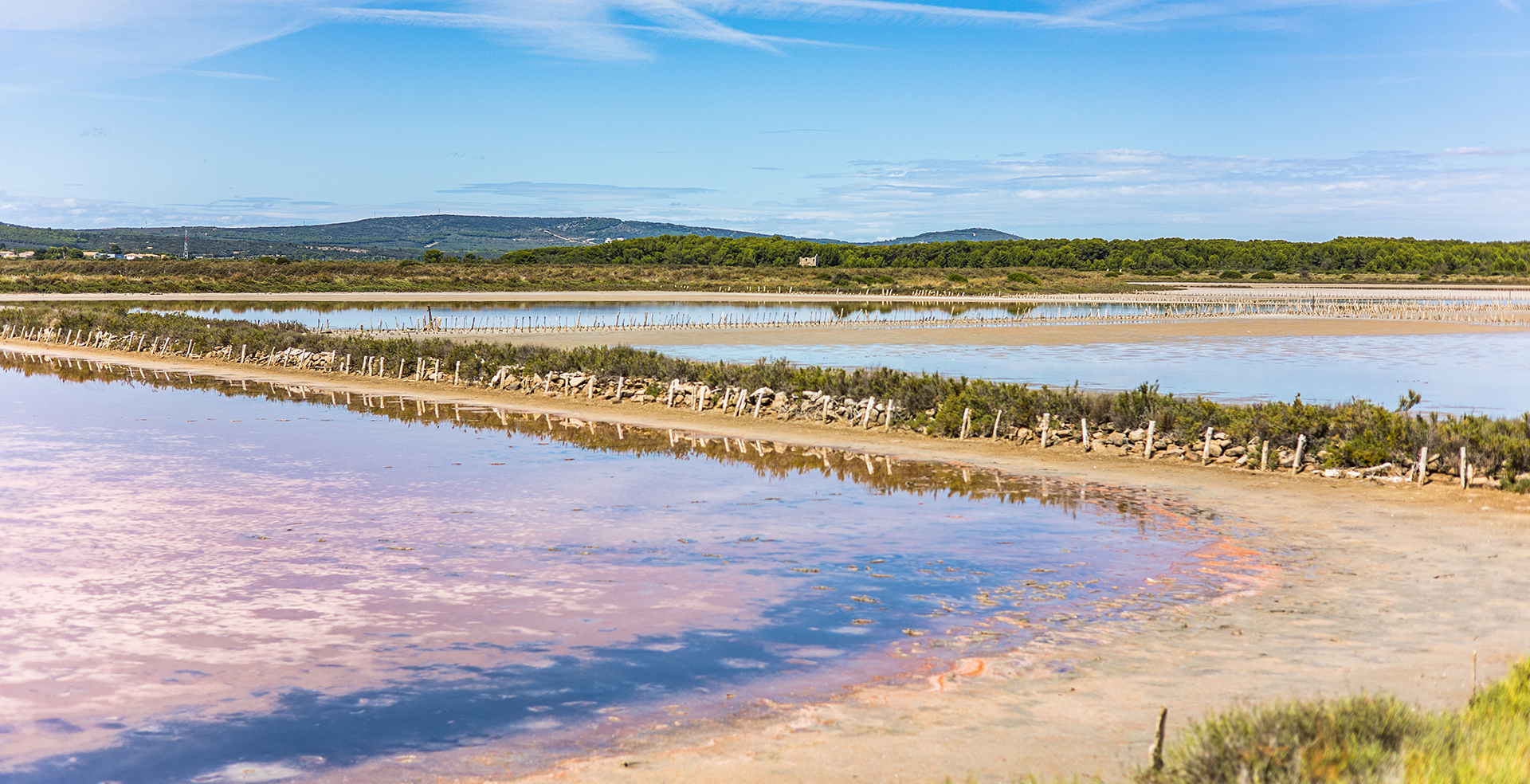 View of the old salt basins of Frontignan