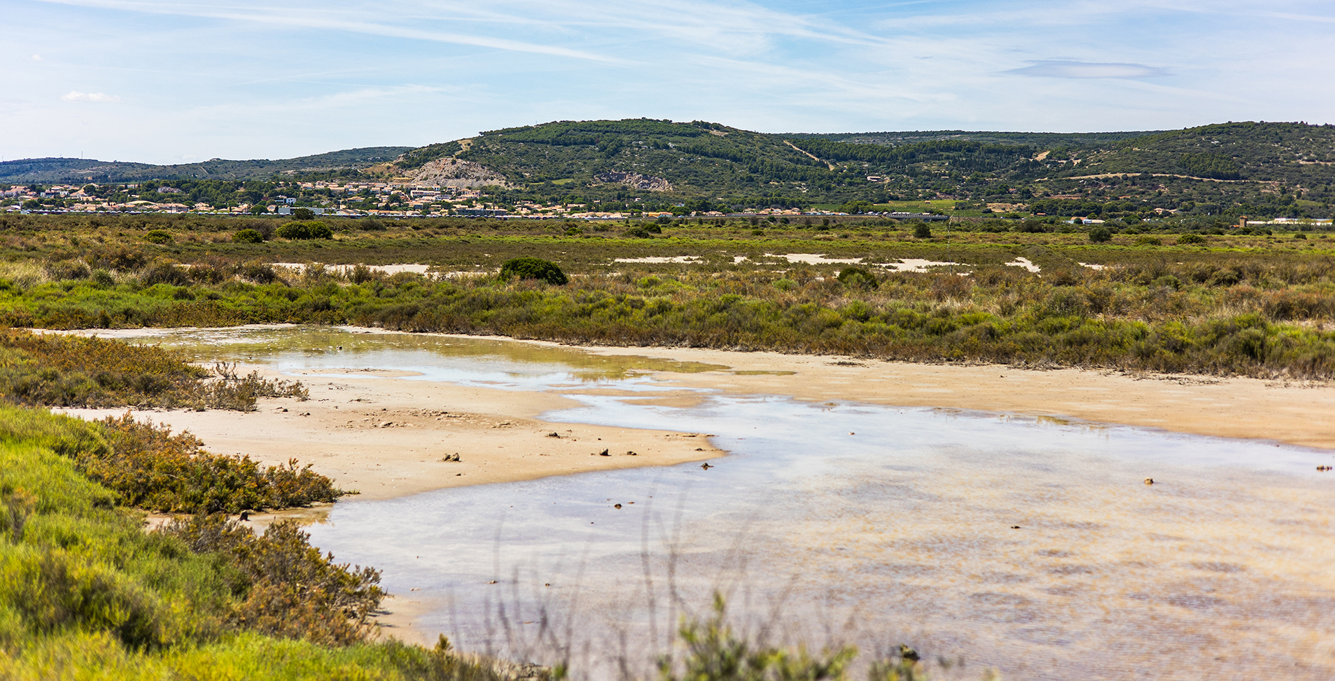 View of the old salt basins of Frontignan