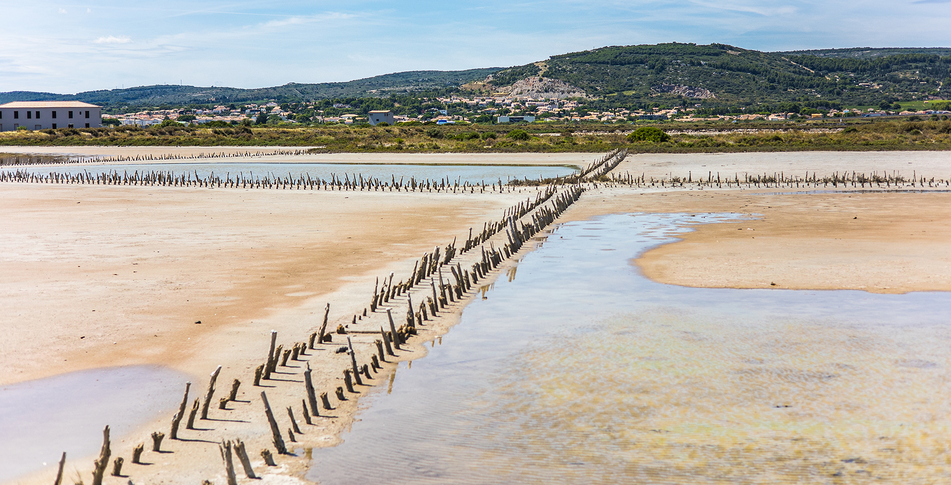 View of the old salt basins of Frontignan