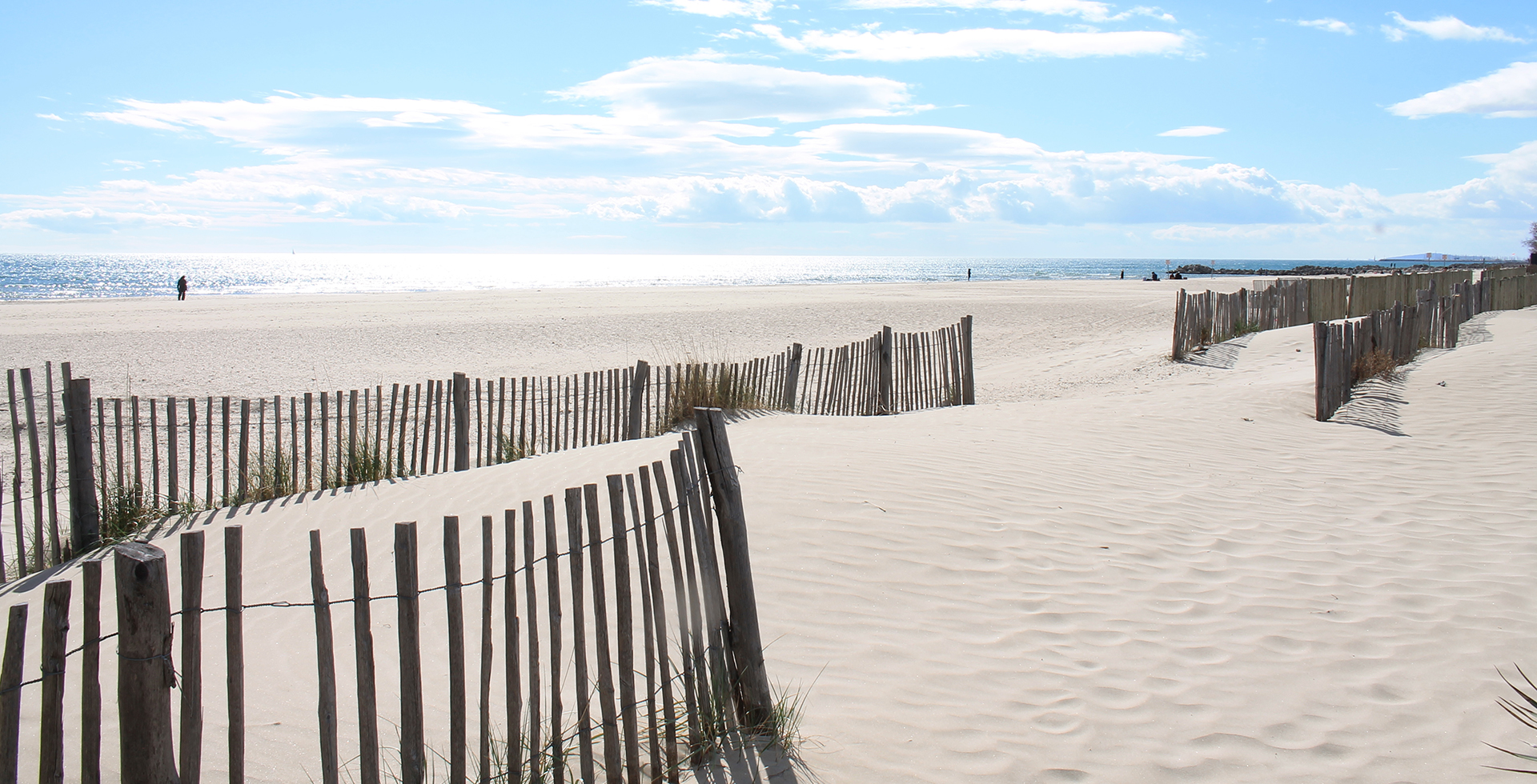 Natural and wild beach with a beautiful and vast area of dunes, Camargue region in the South of Montpellier, Palavas les flots,